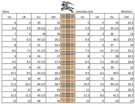 Burberry men's size guide